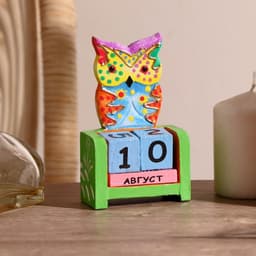 Вечный календарь «Сова»,7×4×10 см, дерево, 2 языка, МИКС