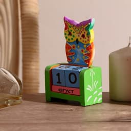 Вечный календарь «Сова»,7×4×10 см, дерево, 2 языка, МИКС