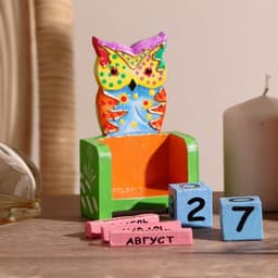 Вечный календарь «Сова»,7×4×10 см, дерево, 2 языка, МИКС