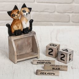 Вечный календарь «Кошечки», 11×6×22 см, дерево