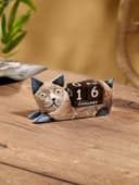 Вечный календарь «Кошка», 13×4×6.5 см, дерево