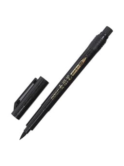 Кисть для каллиграфии, заправляемая, с запасными чернилами, чёрная