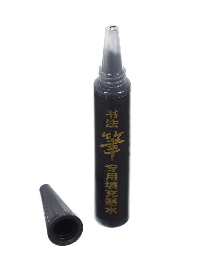 Кисть для каллиграфии, заправляемая, с запасными чернилами, чёрная