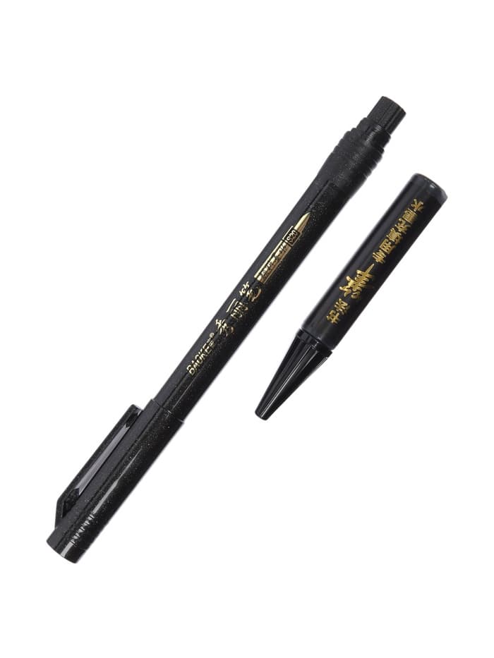 Кисть для каллиграфии, заправляемая, с запасными чернилами, чёрная