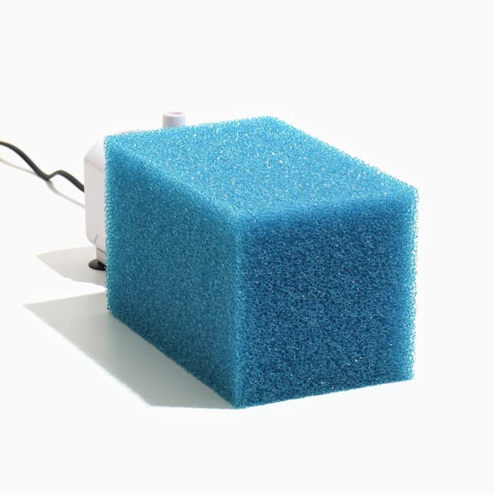 Губка прямоугольная для фильтра № 15, крупнопористая, 12×12×20 см, синяя