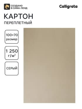 Картон переплётный (обложечный) 2.0 мм, 70×100 см, 1250 г/м², серый