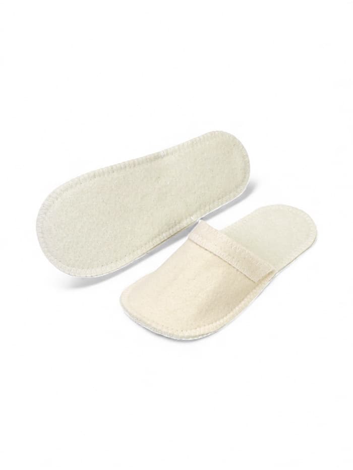 Тапочки для бани, полиэфир 70%, шерсть 30%, белые, «Добропаровъ»