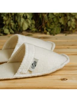 Тапочки для бани, полиэфир 70%, шерсть 30%, белые, «Добропаровъ»