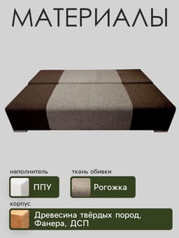 Диван прямой ROYSE, механизм еврокнижка, обивка рогожка, цвет кофе/тёмное золото