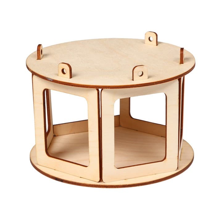 Деревянная кормушка - конструктор для птиц «Беседка», своими руками, 16.5×16.5×10 см, Greengo