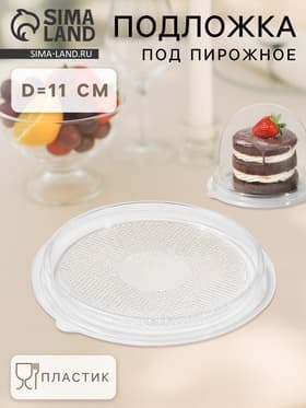 Дно для пирожного одноразовое ПР-Т-85Д, пластик, круглое, d=11 см, прозрачное