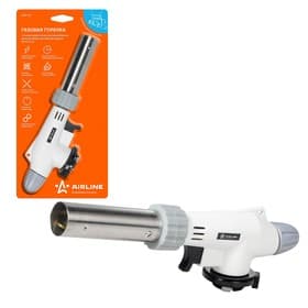 Газовая горелка с пьезоподжигом на цанговый баллон, анти-вспышка, регулятор воздуха, 20×6×4 см 334