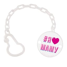 Держатель для соски - пустышки M&B «Я люблю маму», на цепочке, белый