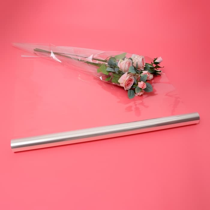 Плёнка для цветов и букетов, прозрачная 0.7×37.5 м, 1000 г, 40 мкм