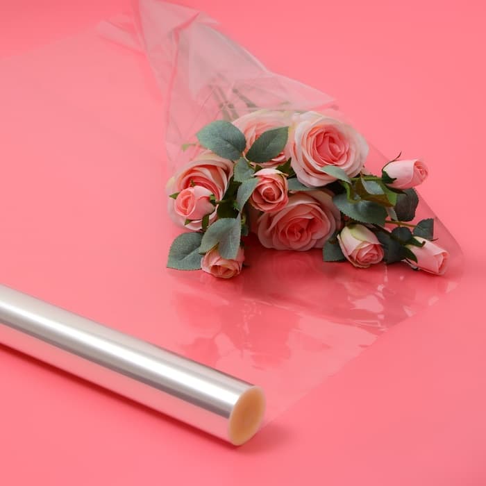 Плёнка для цветов и букетов, прозрачная 0.7×37.5 м, 1000 г, 40 мкм