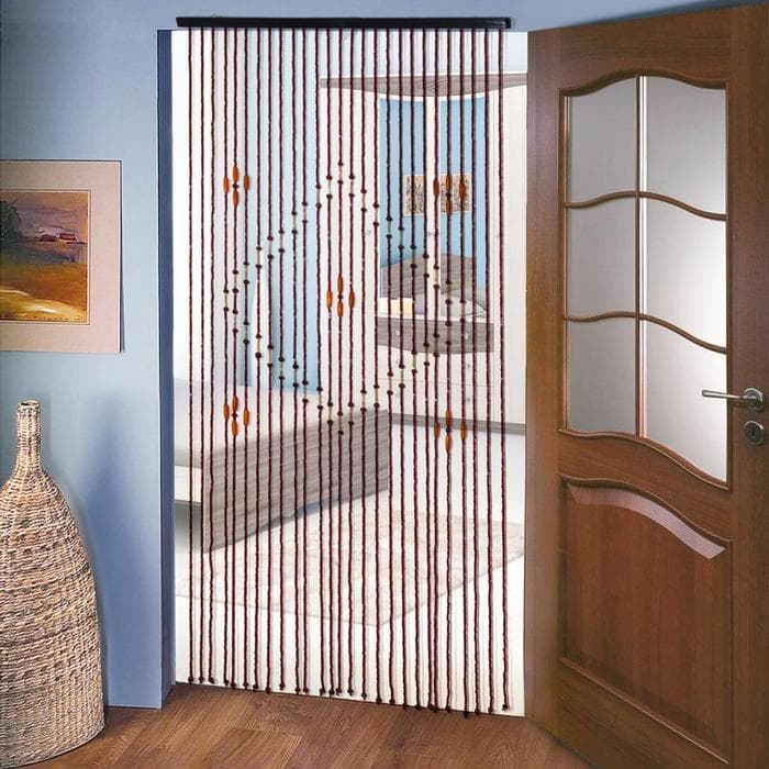 Штора - занавеска декоративная «Ромб», деревянная, 90×180 см, 27 нитей