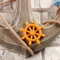 Декор настенный, панно «Якорь интерьерный с веревкой и штурвалом», 60×44 см