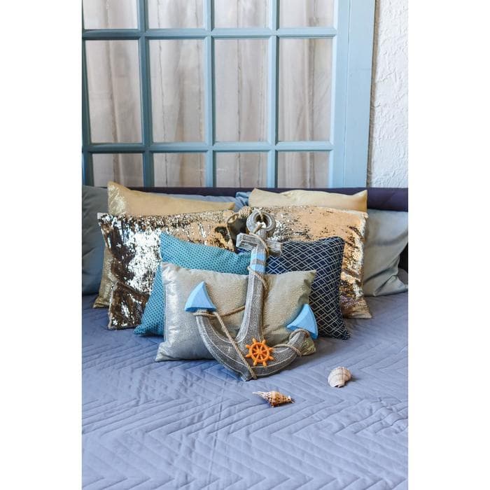 Декор настенный, панно «Якорь интерьерный с веревкой и штурвалом», 60×44 см