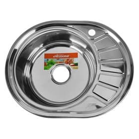 Мойка кухонная Accoona AB4557-L, врезная, левая, толщина 0.6 мм, 570×450×165 мм, глянец