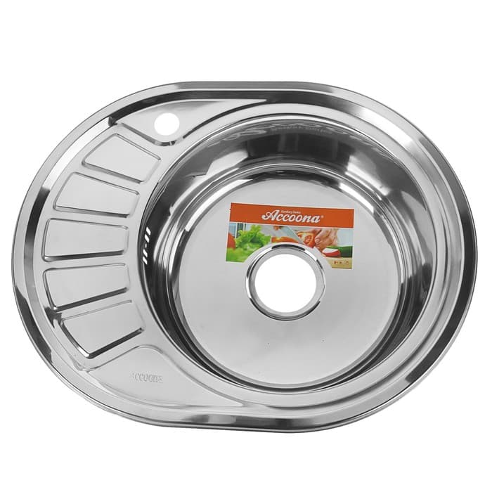 Мойка кухонная Accoona AB4557-R, врезная, правая, толщина 0.6 мм, 570×450×165 мм, глянец