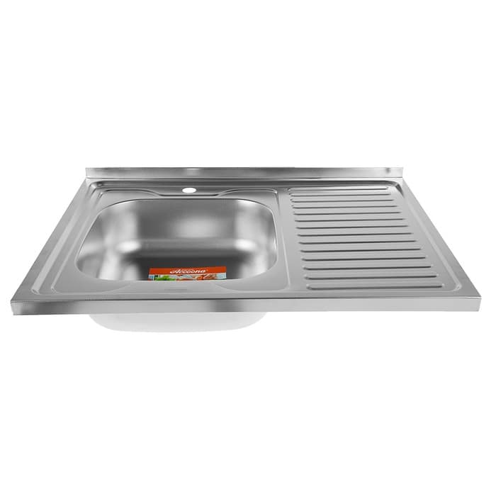 Мойка кухонная Accoona AC6080-L, накладная, левая, толщина 0.6 мм, 800×600×165 мм, декор