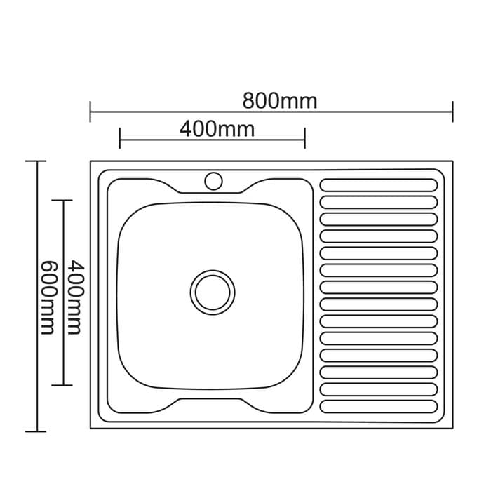 Мойка кухонная Accoona AC6080-L, накладная, левая, толщина 0.6 мм, 800×600×165 мм, декор
