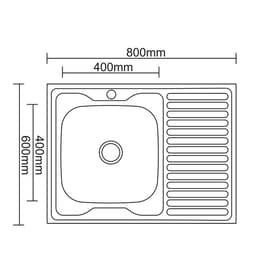 Мойка кухонная Accoona AC6080-L, накладная, левая, толщина 0.6 мм, 800×600×165 мм, декор