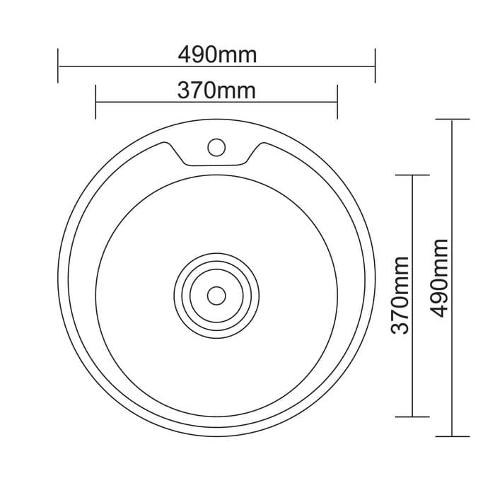 Мойка кухонная Accoona AB4949, врезная, круглая, толщина 0.6 мм, 490×165 мм, глянец