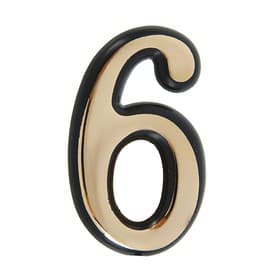 Цифра дверная 6, пластиковая, цвет золото, клеевая основа