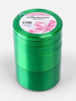 Атласная лента, набор 5 шт., 6/10/20/40/50 мм, 23±1 м, зелёная №19