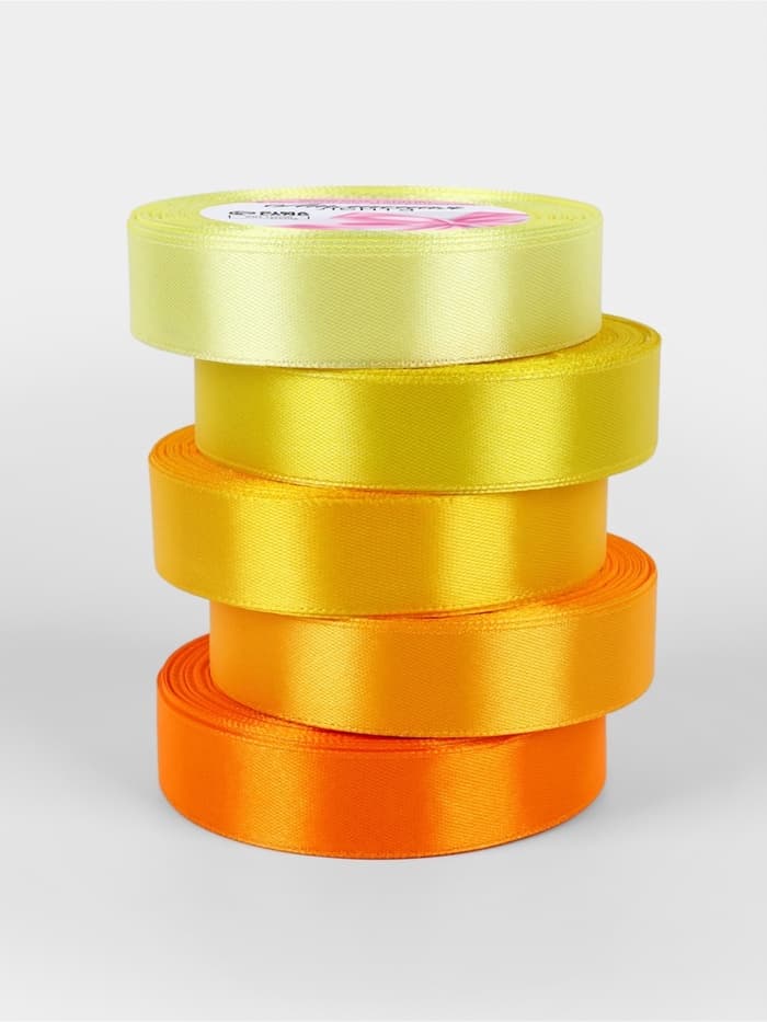 Атласная лента, набор 5 шт., 20 мм, 23±1 м, жёлтый, оранжевый