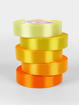 Атласная лента, набор 5 шт., 20 мм, 23±1 м, жёлтый, оранжевый