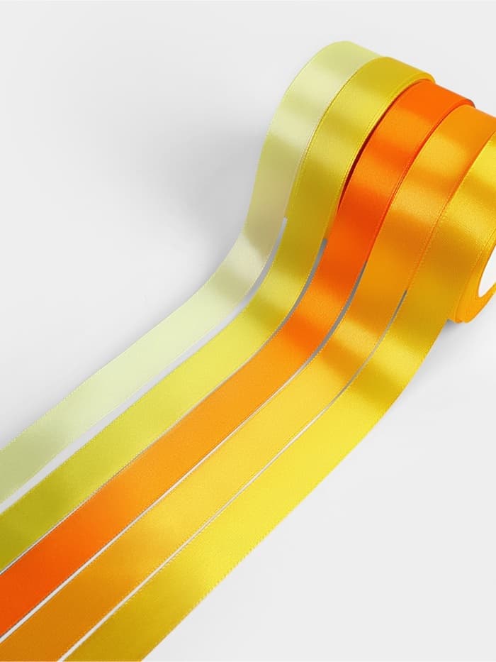 Атласная лента, набор 5 шт., 20 мм, 23±1 м, жёлтый, оранжевый