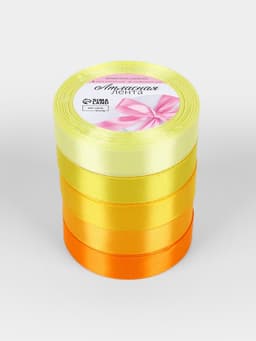 Атласная лента, набор 5 шт., 20 мм, 23±1 м, жёлтый, оранжевый