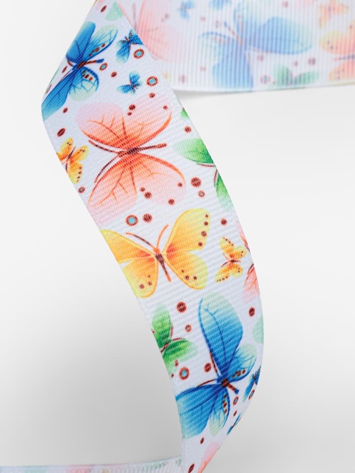 Лента репсовая «Бабочки», 25 мм, 18±1 м, разноцветная