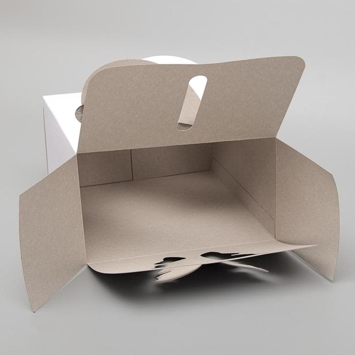 Коробка под торт без печати «Бабочка» 1 кг, белая, с ручками, 21×21×12 см