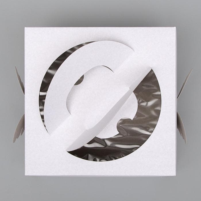 Коробка под торт без печати «Бабочка» 1 кг, белая, с ручками, 21×21×12 см