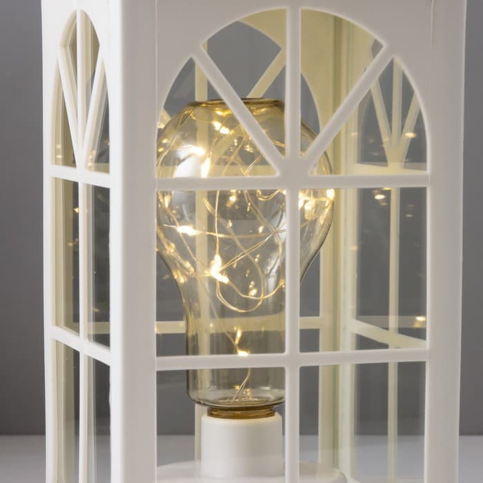 Ночник «Фонарь-домик», белый, от батареек 3ААА 35×13.5×13.5 см RISALUX