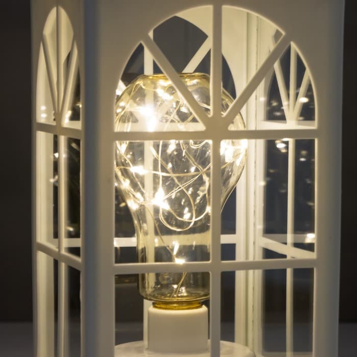 Ночник «Фонарь-домик», белый, от батареек 3ААА 35×13.5×13.5 см RISALUX