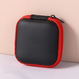 Футляр для наушников, квадратный, мат. верха: экокожа, 80×80×30 мм, черный