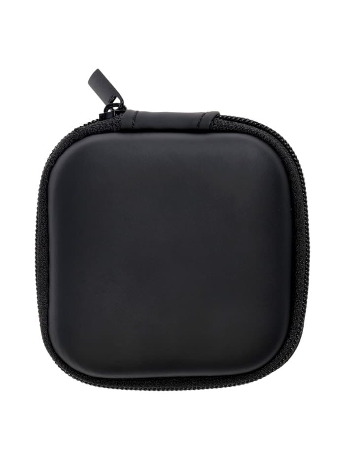 Футляр для наушников, квадратный, мат. верха: экокожа, 80×80×30 мм, черный