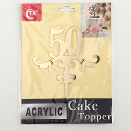Топпер для торта 50, 13×18 см, пластик, золотистый
