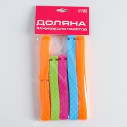 Зажимы для пакетов Доляна, 14/11/7 см, 6 шт., цвет МИКС