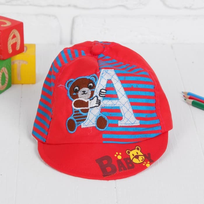 Кепка детская «Мишка» с буковкой микс, р-р. 46–48 см