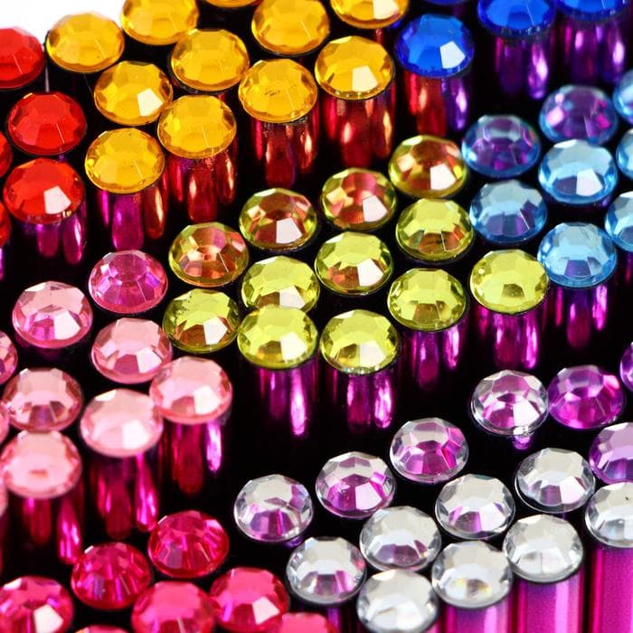 Карандаш чернографитный «Радуга», НВ, круглый, деревянный, голографический корпус, со стразой