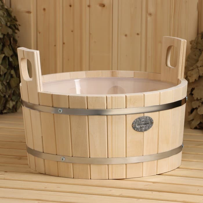 Шайка - таз для бани и сауны, 15 л, липа, пластиковая вставка, «Добропаровъ»