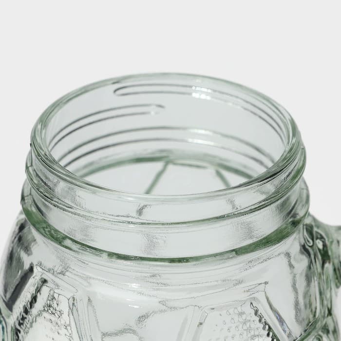 Кружка Доляна «Мяч», 500 мл, с крышкой и трубочкой, стекло, МИКС