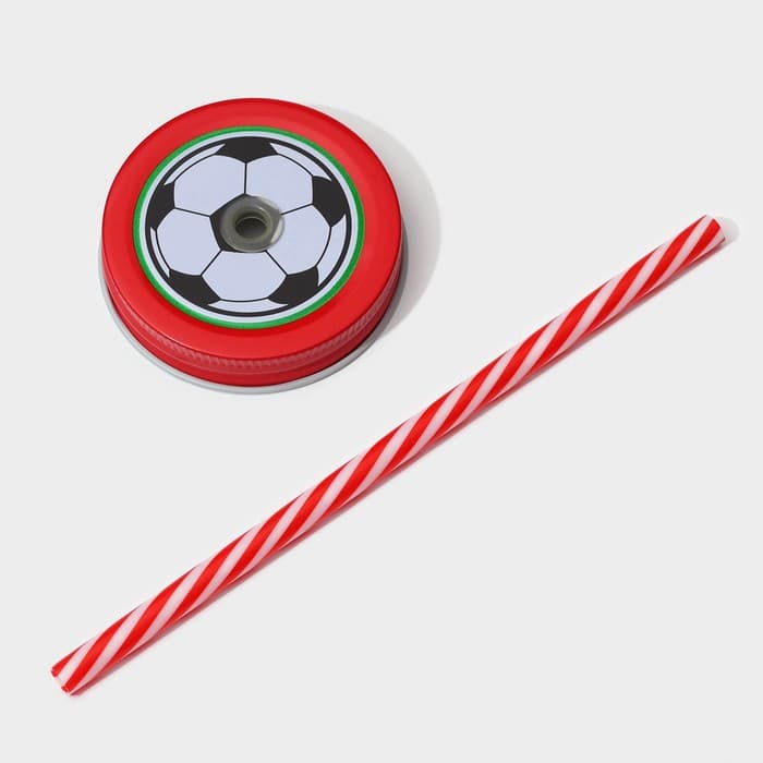 Кружка Доляна «Мяч», 500 мл, с крышкой и трубочкой, стекло, МИКС