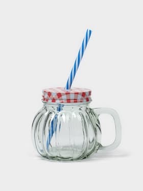 Кружка Доляна «Тыковка», 400 мл, 12.5×10 см, стекло, с крышкой и трубочкой, МИКС