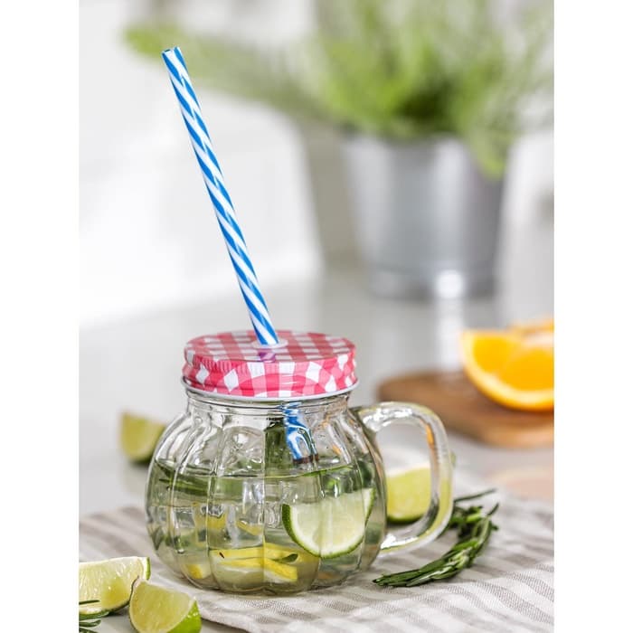 Кружка Доляна «Тыковка», 400 мл, 12.5×10 см, стекло, с крышкой и трубочкой, МИКС